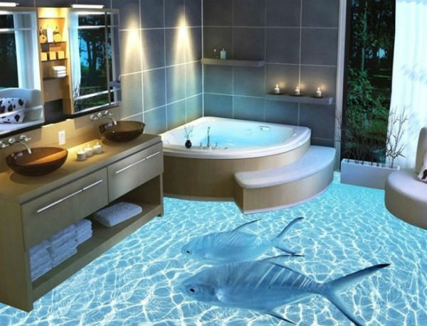 Nhà tắm với thiết kế sàn 3D độc đáo