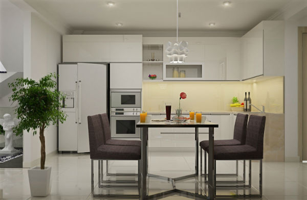 Thiết kế một chậu cây xanh vào gian bếp giúp không gian nhà bạn có thêm sức sống mới